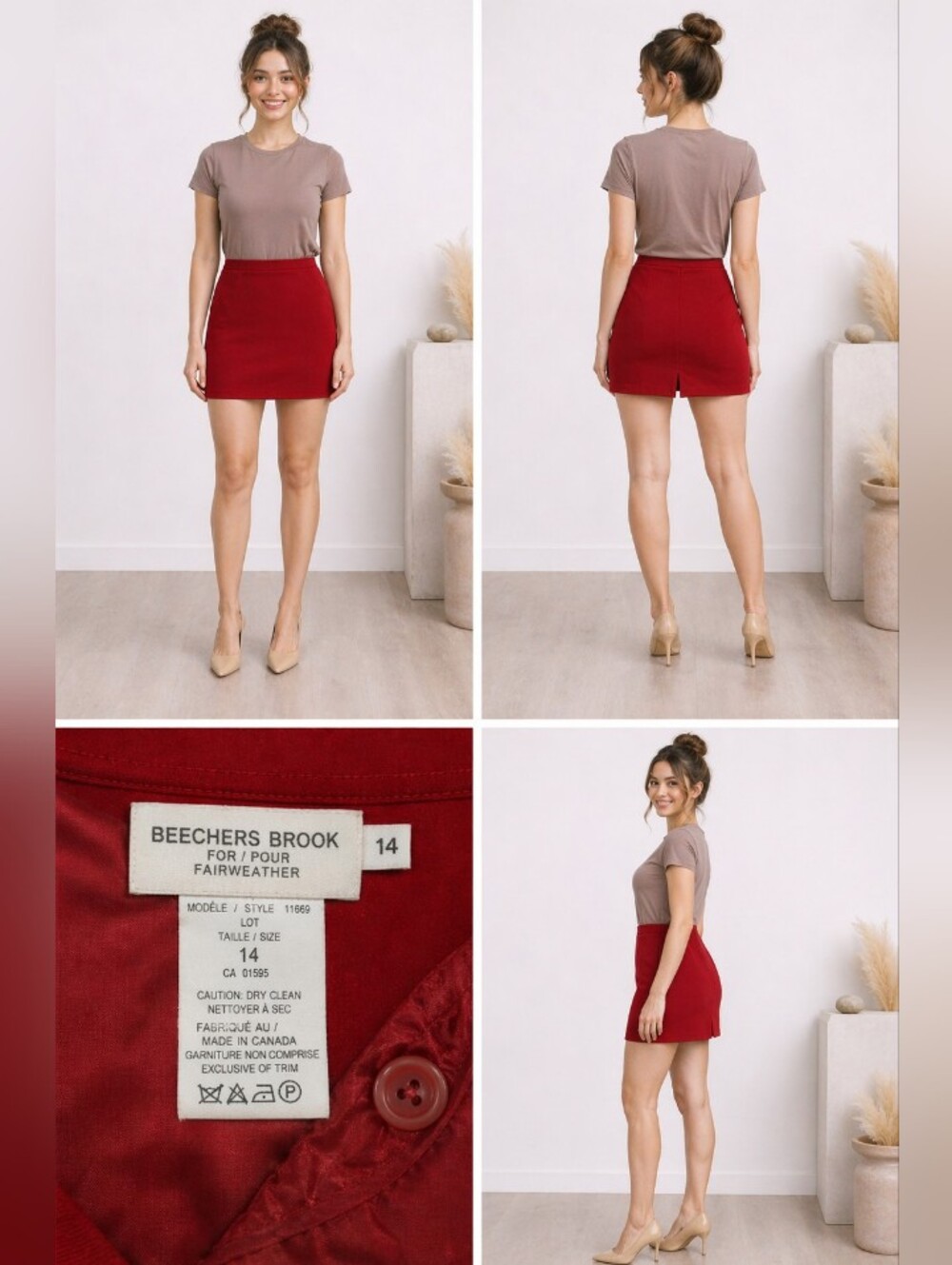 Beechers Brook Red High-Waist Mini Skirt